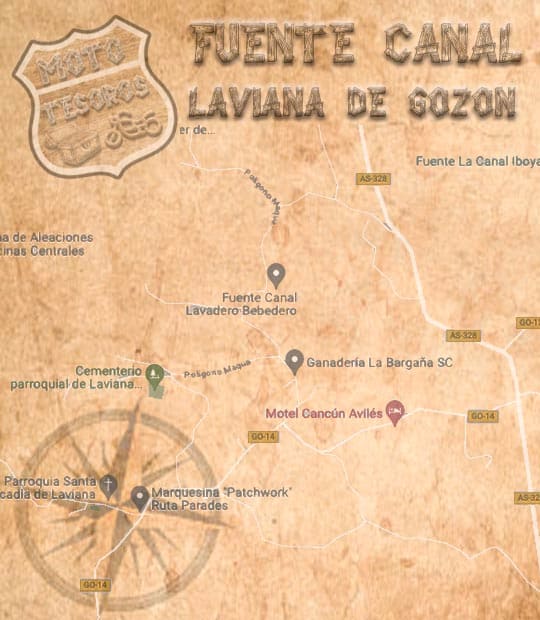 mapa del moto tesoro fuente canal