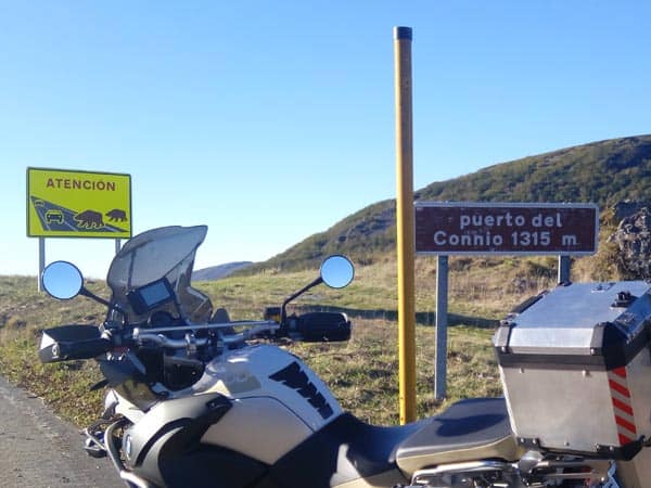 carteles de atención osos, en Puerto de El Connio de Narcea a Ibias